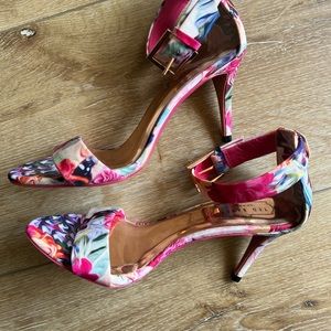 Ted baker London pink floral heeled sandals